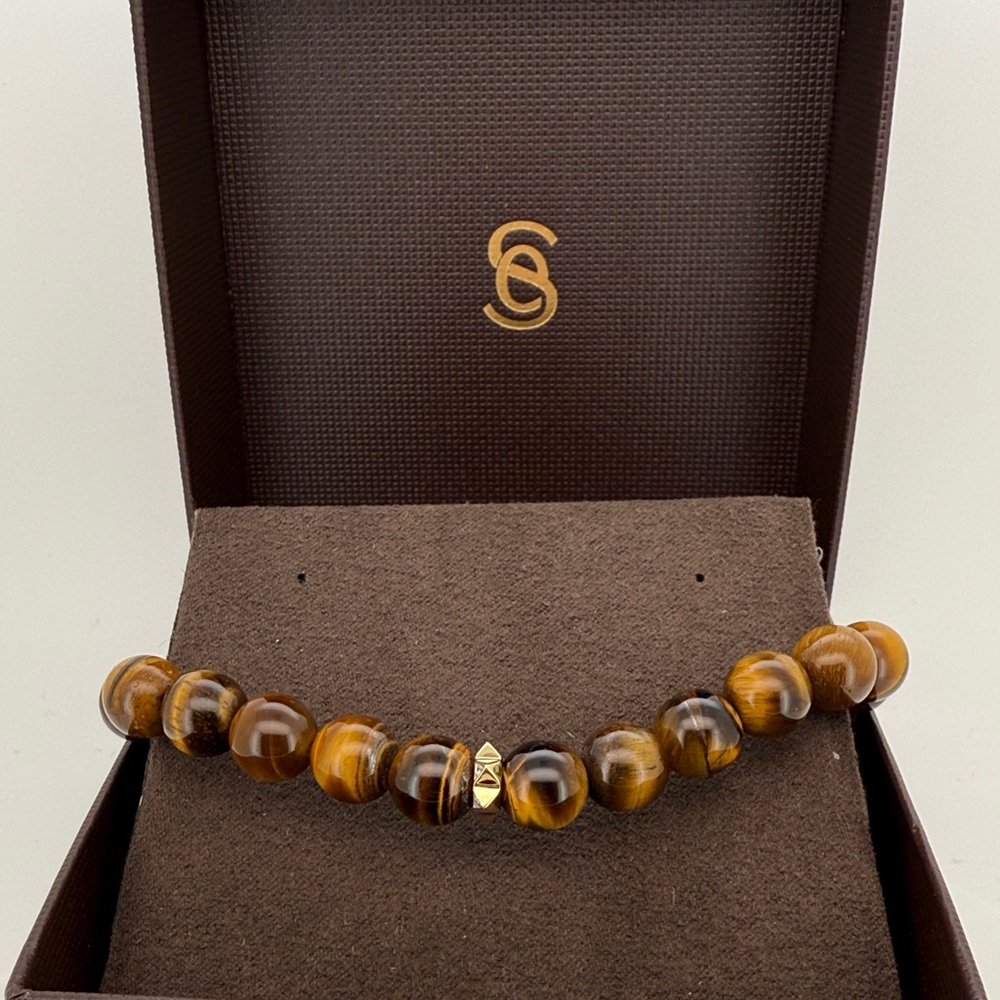 Sydney Evan Men’s tigers eye Elegant Brown Beaded Bracelet